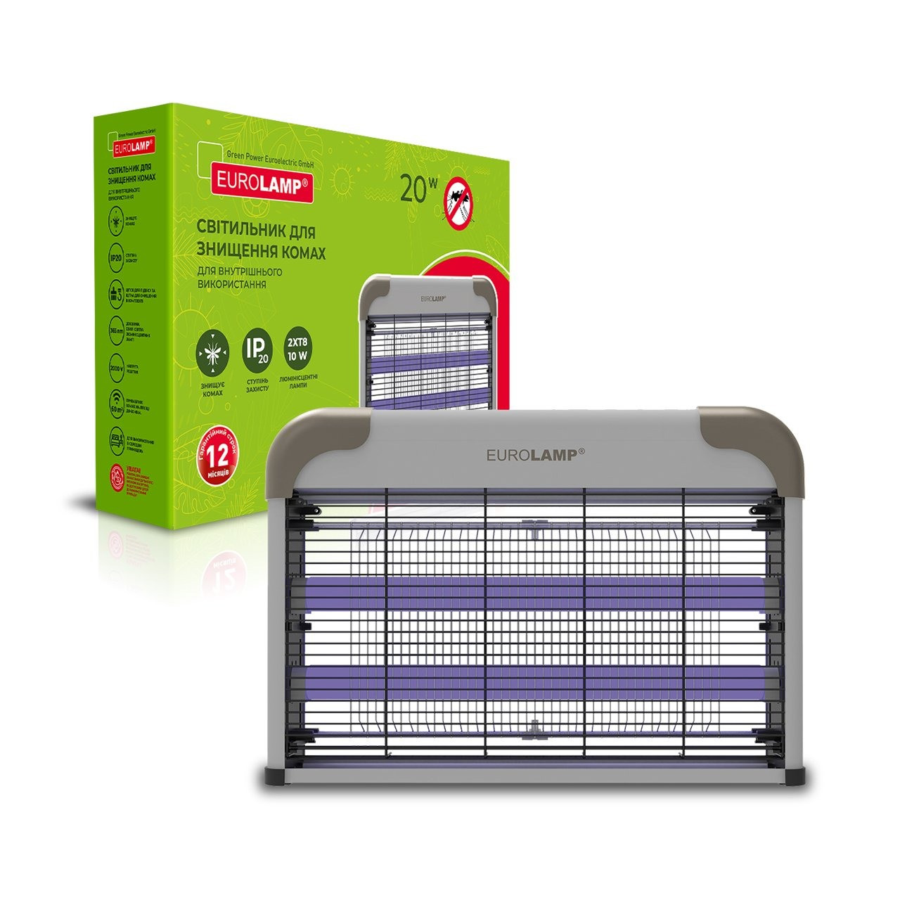 Світильник для знищення комах Eurolamp інсектицидний 20W IP20 MK-20(FLUOR)new