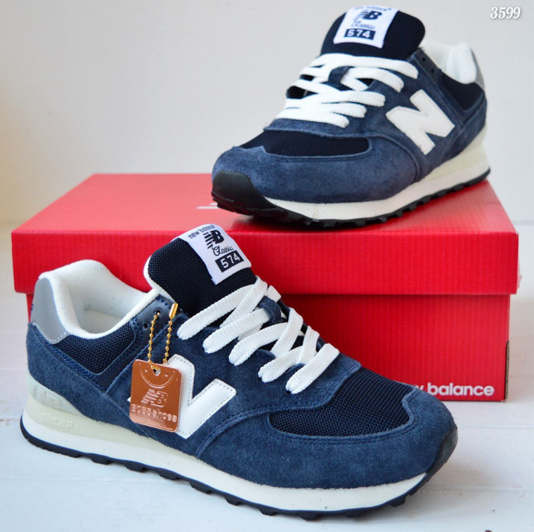 Чоловічі кросівки New balance 574 blue nb classic Нью Баланс сині замшеві весна літо осінь