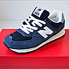 Чоловічі кросівки New balance 574 blue nb classic Нью Баланс  сині замшеві весна літо осінь, фото 7