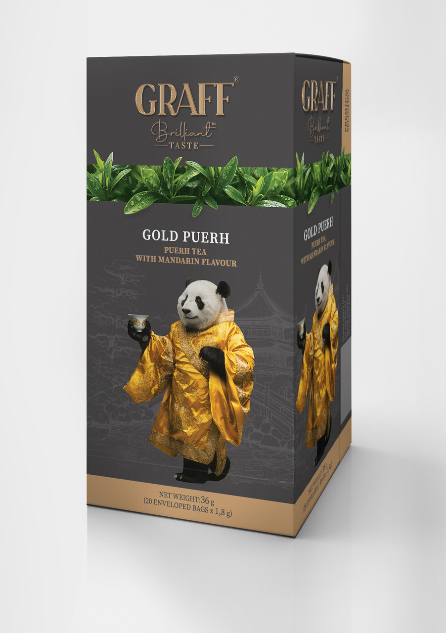 Чай GRAFF пуер з ароматом мандарина Gold Puer пакетований у саше, 20*1,8г