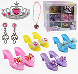 Набір прикрас туфельки JY 1210 взуття з декором, корона, підвіска, кулон, сережки, в коробці, фото 4