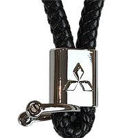 Брелок для ключів авто Mitsubishi з якісної плетеної еко-шкіри з лого Міцубісі 29196, фото 2