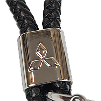 Брелок для ключів авто Mitsubishi з якісної плетеної еко-шкіри з лого Міцубісі 29196, фото 3