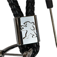 Брелок для ключів авто Peugeot з якісної плетеної еко-шкіри з лого Пежо 29196, фото 2