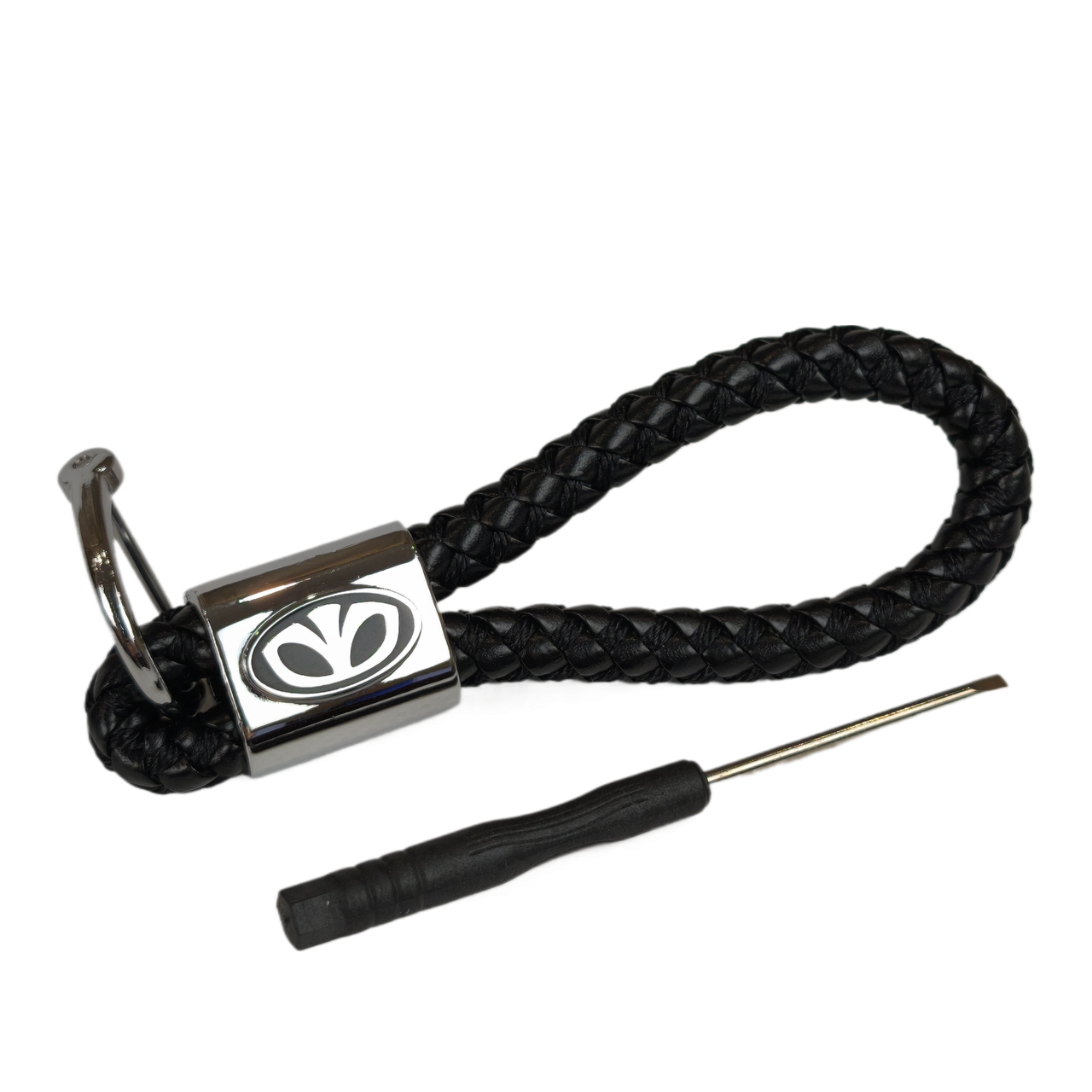 Брелок для ключів авто Daewoo з якісної плетеної еко-шкіри з лого Деу 29196, фото 1