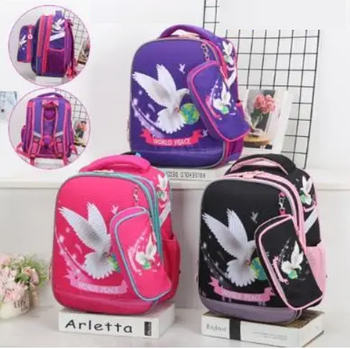 Рюкзак шкільний міський 38*29 см з пеналом та щільною спинкою принт Птиця у різних варіантах Lju