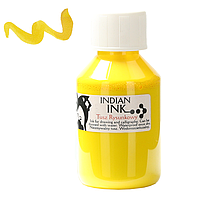Туш водостійка кольорова для малювання та каліграфії INDIAN INK №2 ЖОВТА 100 мл, RENESANS RENTUSZ100_2