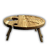 Винний столик-менажниця, дуб, 35*35*17 см,, №2, 2 келихи, фото 2