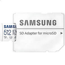 Карта пам'яті Samsung 512 GB microSDXC Class 10 UHS-I U3 V30 A2 EVO Plus + Адаптер, фото 5
