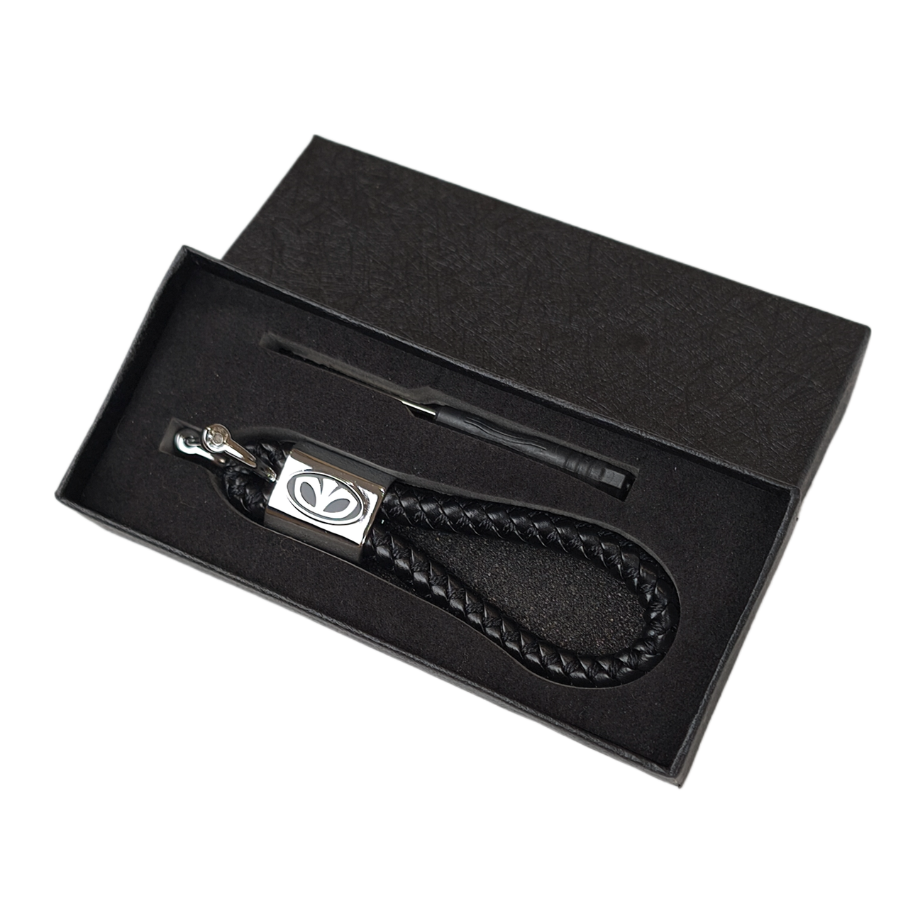 Авто брелок для ключів Daewoo з якісної плетеної еко шкіри з лого Деу в коробочці на подарунок 29196, фото 1