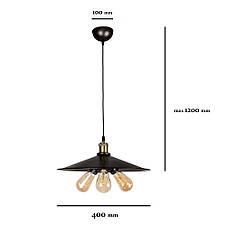 Чорний підвіс з бронзовим патроном 40см (52-PB9F(400)-3 BK+BRZ), фото 3