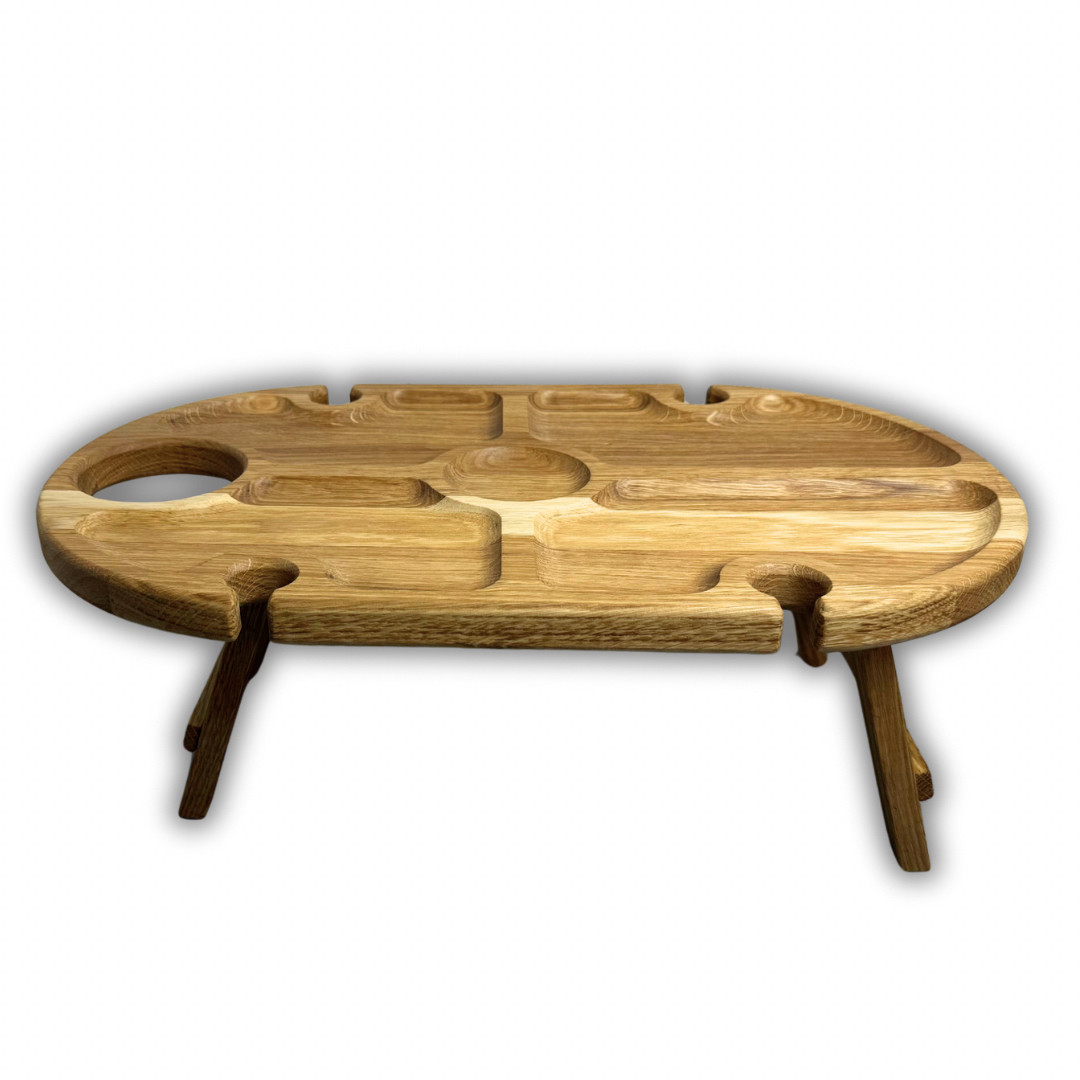 Винний столик-менажниця, дуб, 50*30*17 см, овальний №2, фото 1