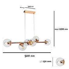 Золота підвісна люстра на 6 ламп ( 52-1010-6 GD+CL), фото 3