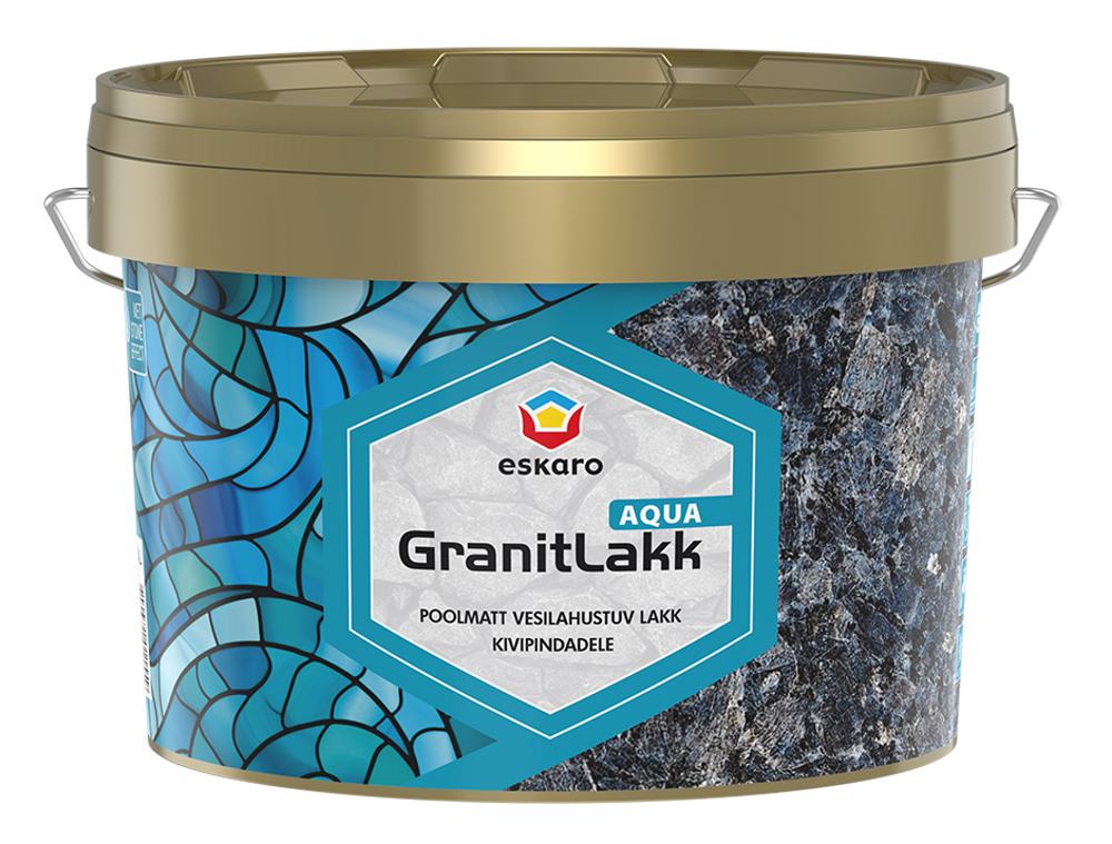 Лак для каменю на водній основі Eskaro Granit Lakk Aqua, напівматовий, 0,95л