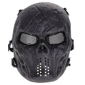 Маска для страйкболу череп RESTEQ, чорна, універсальний розмір, пейнтбол, спорт, екстрим