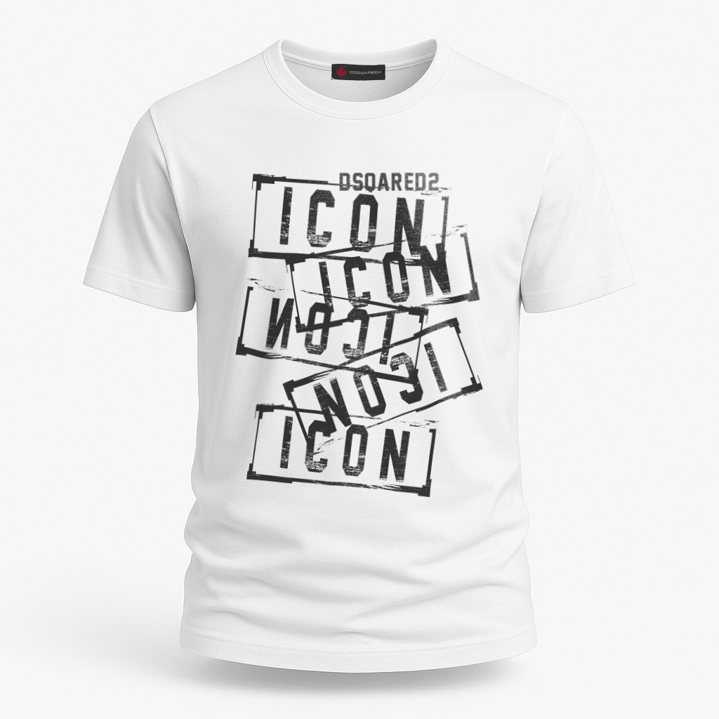 Футболка чоловіча Dsquared2 біла з принтом ICON, фото 1