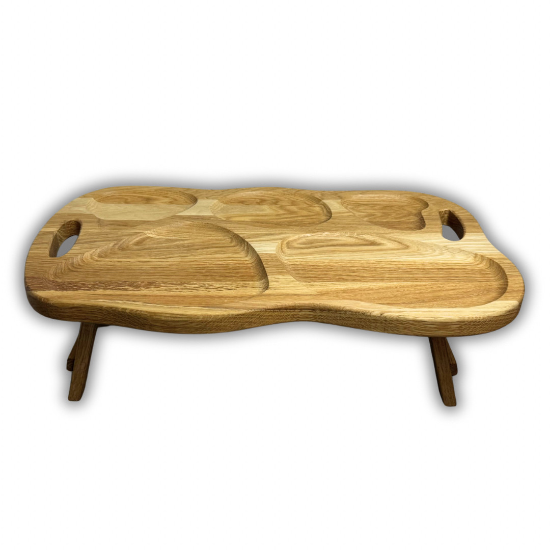 Столик-менажниця дерев'яний, дуб, 50*30*17 см, фігурний, фото 1