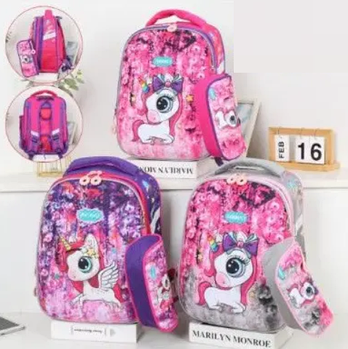 Рюкзак шкільний міський 37*28 см з пеналом та щільною спинкою принт Єдиноріг у різних варіантах Lju