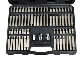 Набір біт Torx GEKO G10036 Ribe Hex Spline 75 шт 1/2" та 3/8" професійний комплект у кейсі