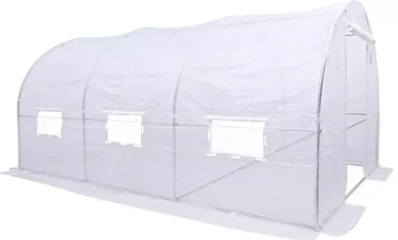 Теплиця парник Focus Garden 2.5x4x2 м біла з двома дверима садова для дачі та городу