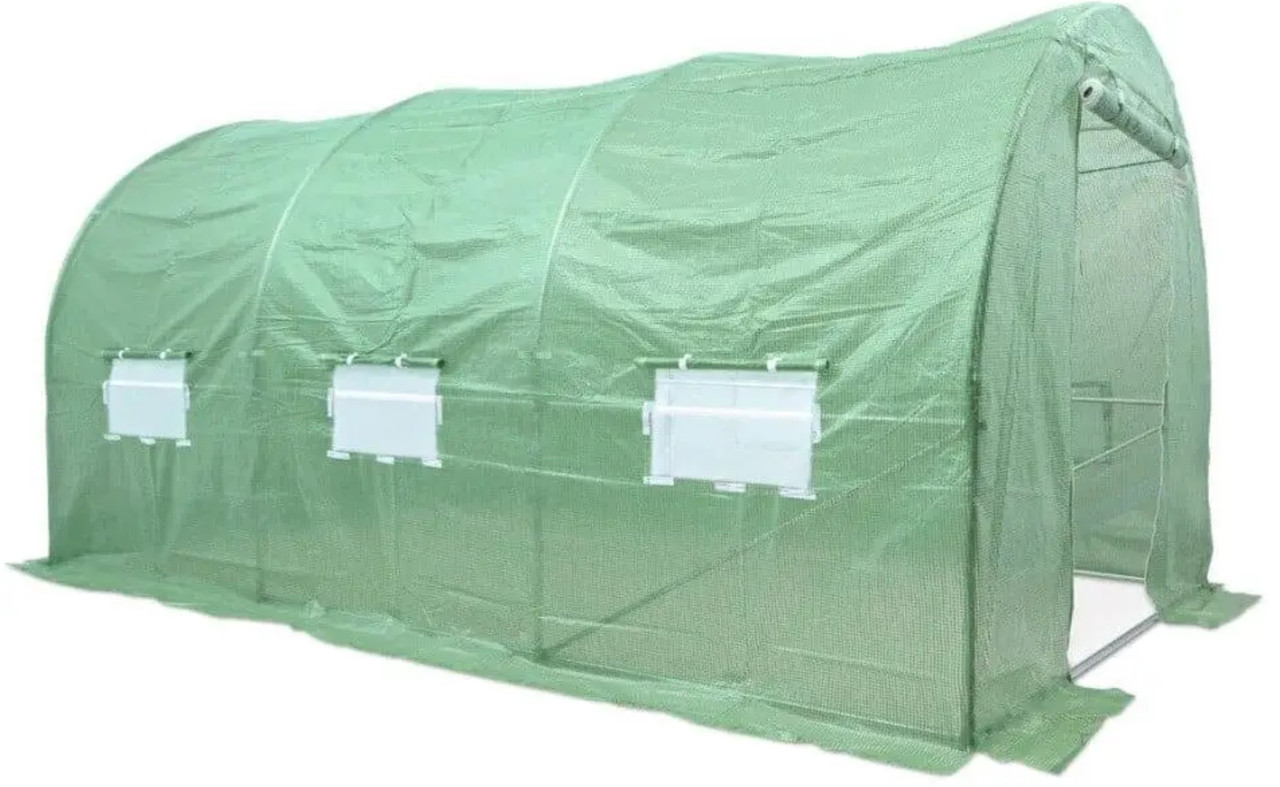 Садовий парник теплиця Focus Garden 2.5x4x2 м зелений з двома дверима для дачі та городу