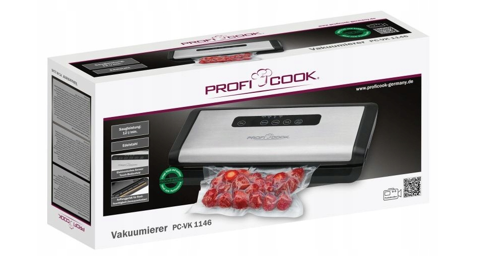 Вакууматор пакувальник Profi Cook PC VK 1146 120 Вт вакуумний пакувальник для домашніх заготовок