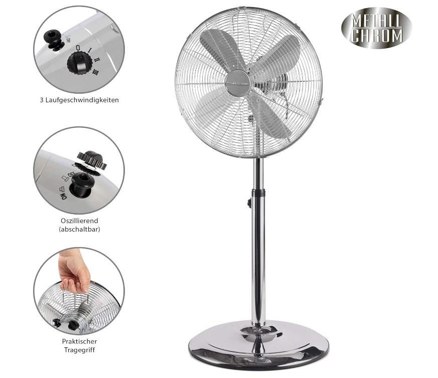 Вентилятор підлоговий 50Вт 40см 3 режими ProfiCare PC-VL 3064 MS регулювання висоти та нахилу тихий, фото 1