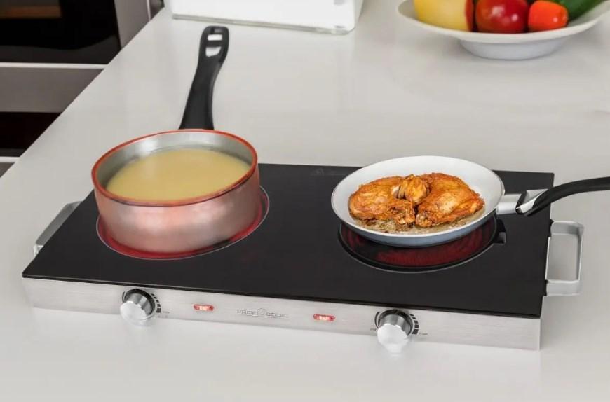 Настільна індукційна плита на дві конфорки 2800 Вт Profi Cook, двоконфоркова.