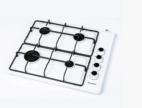 Газова варильна панель Ravanson K-04TNG 4 конфорки 545×585×92 мм настільна плита для кухні біла, фото 1