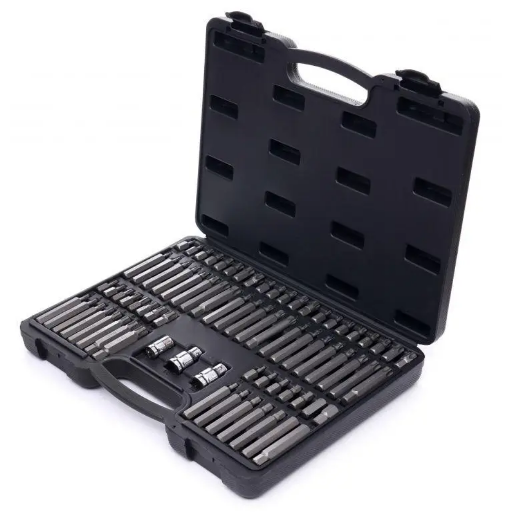 Набір біт Kraft&Dele KD10954 75 шт TORX RIBE SPLINE HEX з адаптерами 3/8" і 1/2" у кейсі для автосервісу, фото 1