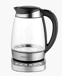 Електрочайник 1.7л Concept RK4130 скляний з підсвіткою та регулюванням температури
