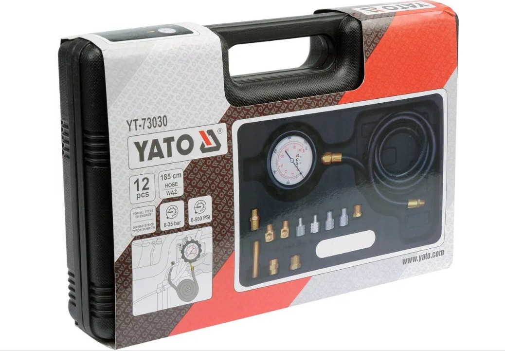 Тестер тиску мастила з адаптерами Yato YT-73030 професійний вимірювач для двигуна
