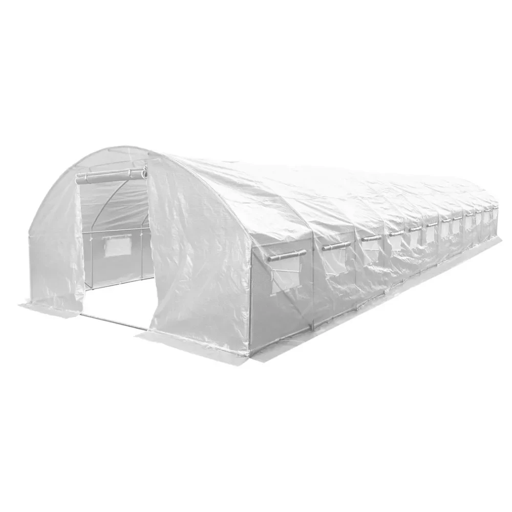 Садова теплиця парник Focus Garden 4x12x2 м біла з подвійними дверима для дачі городу