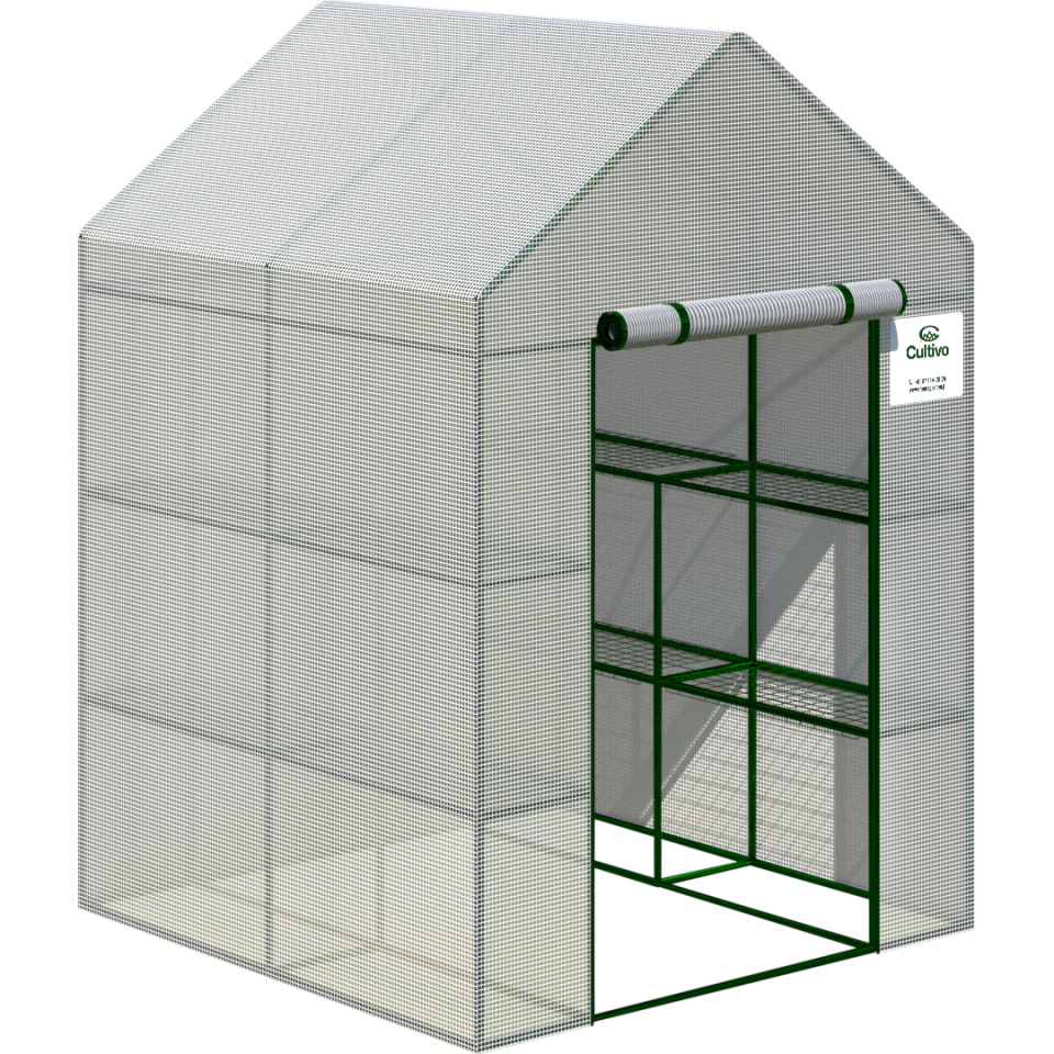 Садова теплиця-парник Focus Garden 140x140 біла зі стелажем на 8 полиць