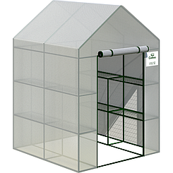 Садова теплиця-парник Focus Garden 140x140 біла зі стелажем на 8 полиць