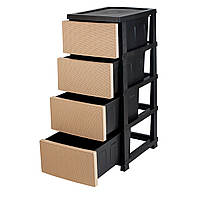 Комод пластиковий "Ротанг" 4 яруси 86*43*34см, R-Plastic, бежево-коричневий