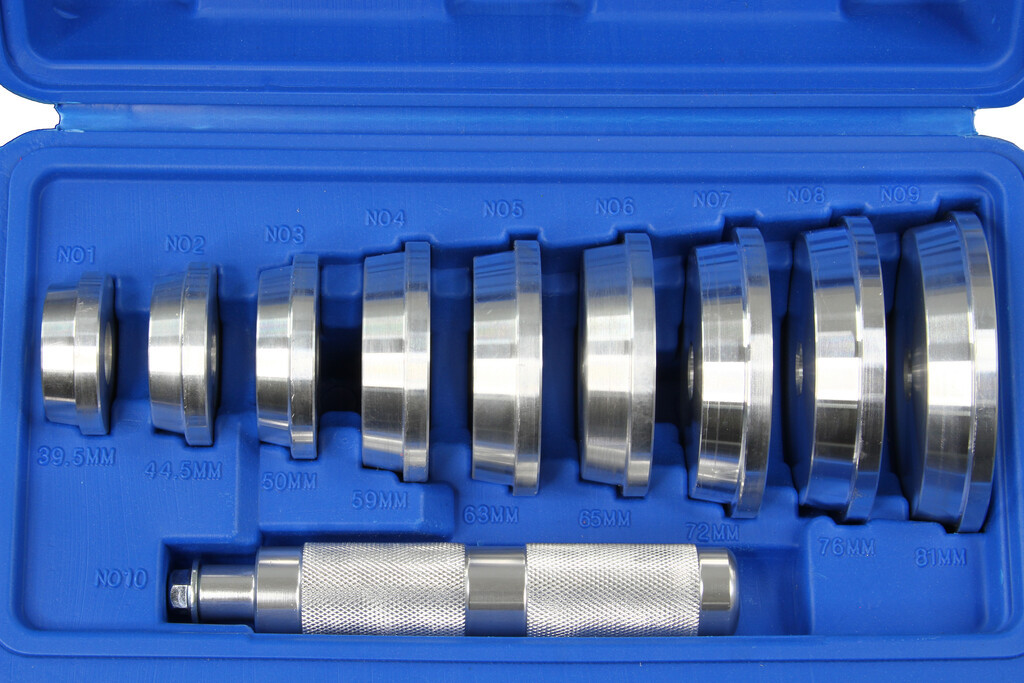 Набір оправок 39,5-81 мм Mar-Pol M06010 для випресування підшипників і втулок автослюсарний інструмент, фото 1