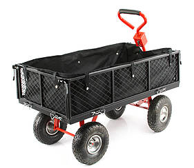 Садовий візок 400 кг з вкладишем Mar-Pol M85262 металева тачка з надувними колесами і бортами