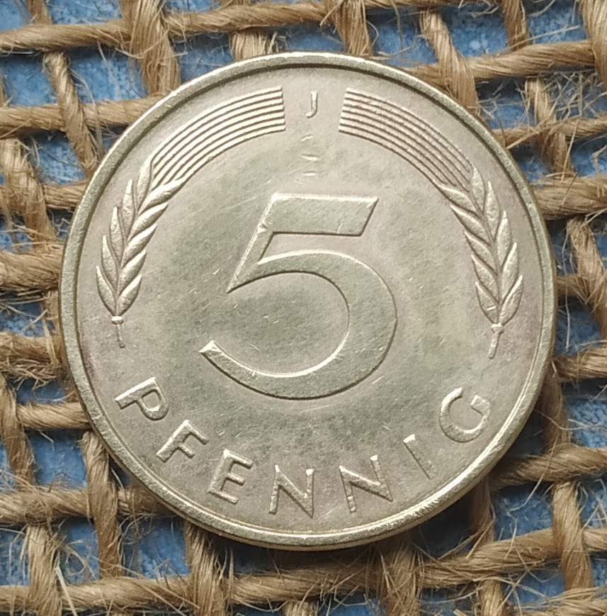 5 пфенiгiв 1990 року. (J) Нiмеччина - ФРН