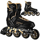 Ролики Nils Extreme Armour чорно-золоті р 43 рекреаційні чоловічі жіночі колеса гума Abec7 р.43, фото 2