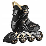 Ролики Nils Extreme Armour чорно-золоті р 43 рекреаційні чоловічі жіночі колеса гума Abec7 р.43, фото 3