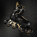 Ролики Nils Extreme Armour чорно-золоті р 43 рекреаційні чоловічі жіночі колеса гума Abec7 р.43, фото 4