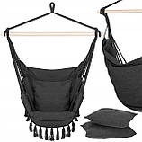 Бразильське крісло Springos 65 см 150 кг садовий гамак з подушками гойдалка висяче крісло в стилі бохо, фото 4