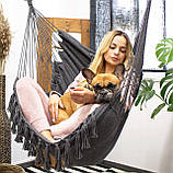Бразильське крісло Springos 65 см 150 кг садовий гамак з подушками гойдалка висяче крісло в стилі бохо, фото 8