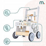 Дерев'яна майстерня для дітей 3в1 ходунець-підштовхувач візок 47 елементів стійкий, фото 2