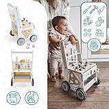 Дерев'яна майстерня для дітей 3в1 ходунець-підштовхувач візок 47 елементів стійкий, фото 7