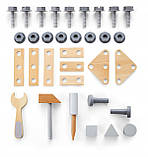 Дерев'яна майстерня для дітей 3в1 ходунець-підштовхувач візок 47 елементів стійкий, фото 8