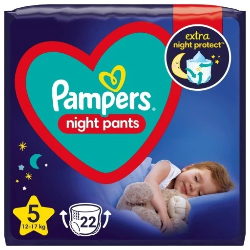 Набір з 3 шт. Підгузки-трусики Pampers Night розмір 5 22 шт. штанини 5 підгузники 22 шт., фото 1