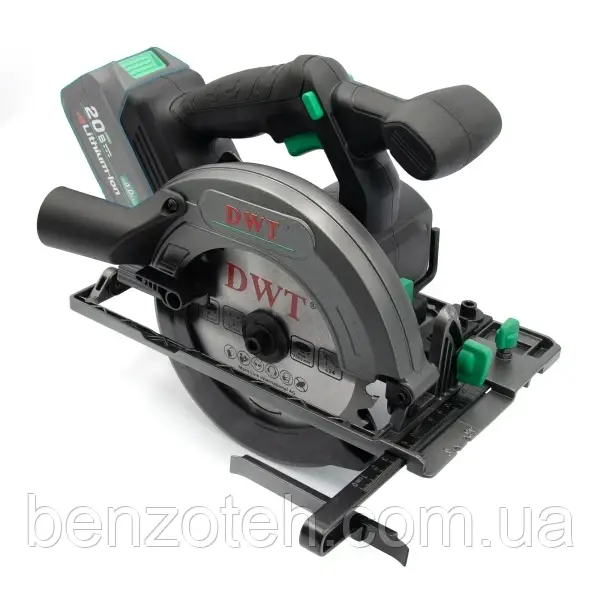 Пила дискова безщіткова акумуляторна DWT AHKP-20-165 DN без АКБ та зарядного з регулюванням глибини пропилу, фото 1