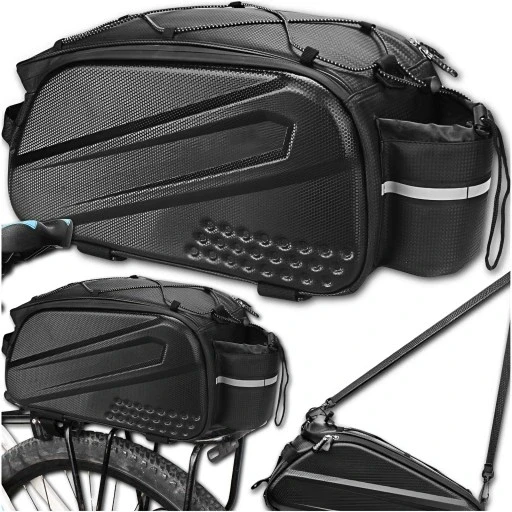 Задня велосипедна сумка на 4 відділення вмістка 12л на багажник світловідбивна жорсткою коробкою усиленная, фото 1